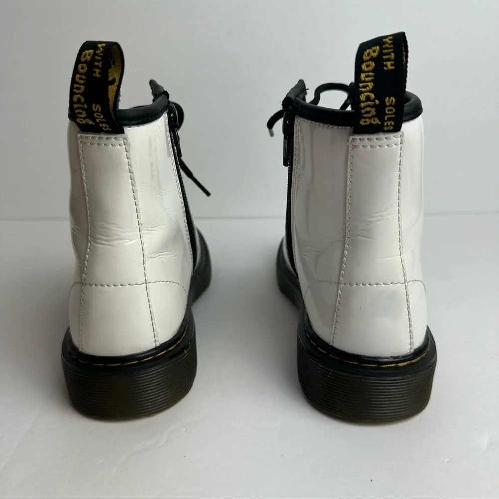 Dr. Marten's Kids Lace Zip Up Combat Boots White Youth Size 3 EU 34 UK 2 Shoes